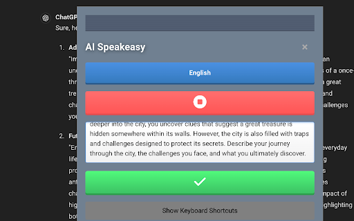 AI Speakeasy - 谷歌插件