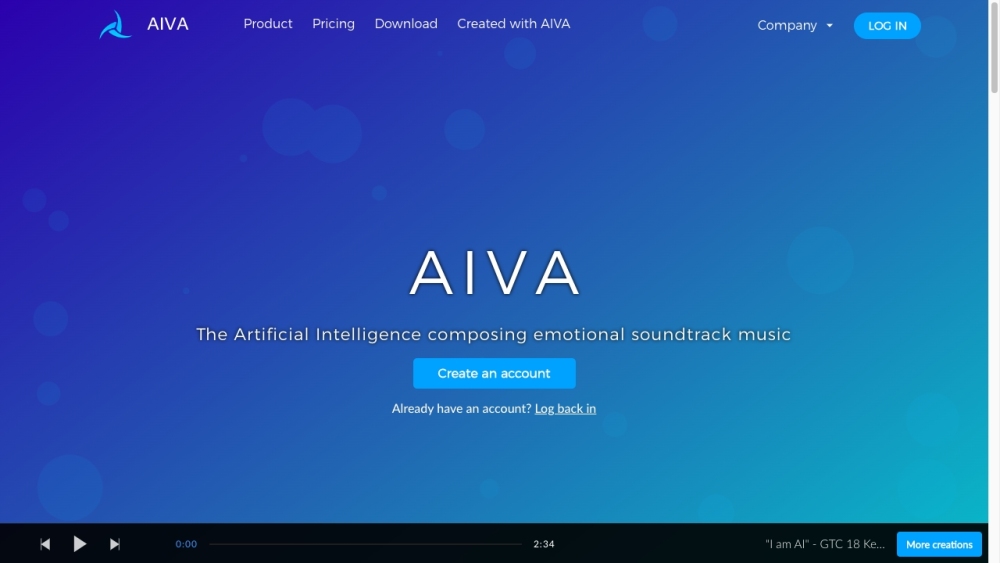 AIVA - AI为您创作情感的配乐