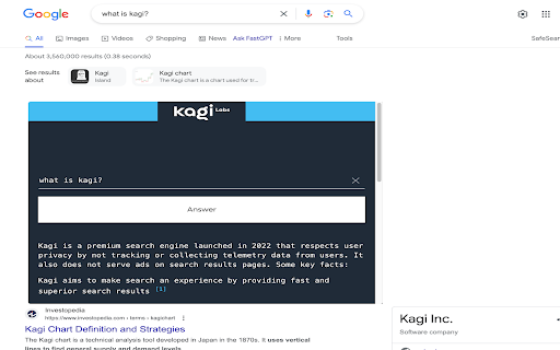 Kagi's FastGPT - 谷歌插件