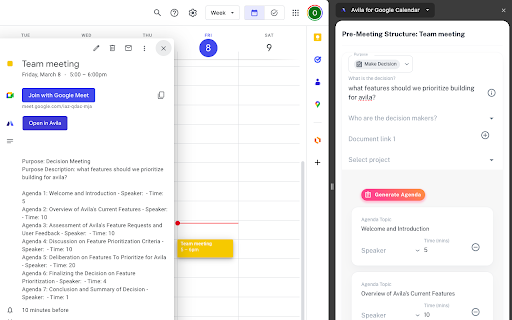 Avila Meeting Workflow - 谷歌插件