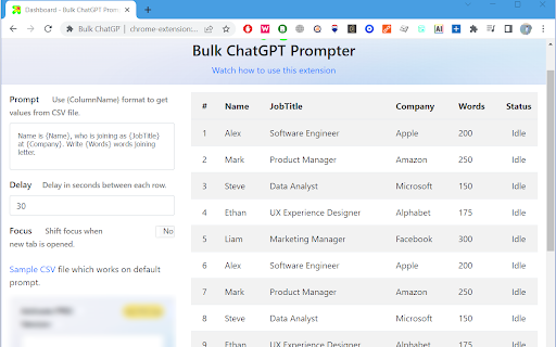 Bulk ChatGPT Prompter - 谷歌插件