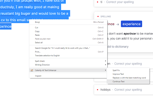 Celerity-AI Text Enhancer - 谷歌插件