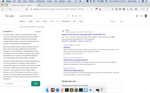 ChatGPT on Google Extension - 谷歌插件