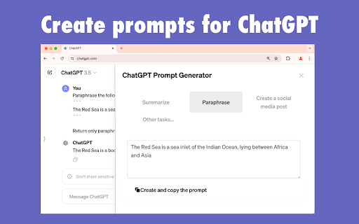 ChatGPT Prompt Generator - 谷歌插件