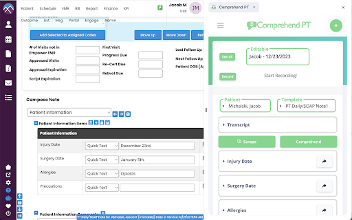 Comprehend PT Integration for EMR - 谷歌插件