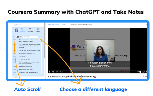 Coursera Summary with ChatGPT and Take Notes - 谷歌插件