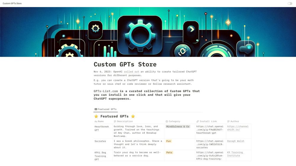 GPTs列表