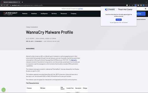Cyware Threat Intel Crawler - 谷歌插件