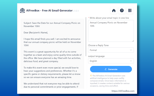 Free AI Email Generator - 谷歌插件