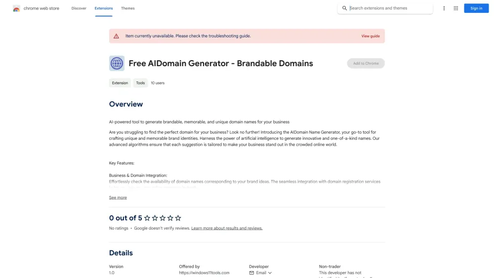 AIDomain Name Generator - 谷歌插件