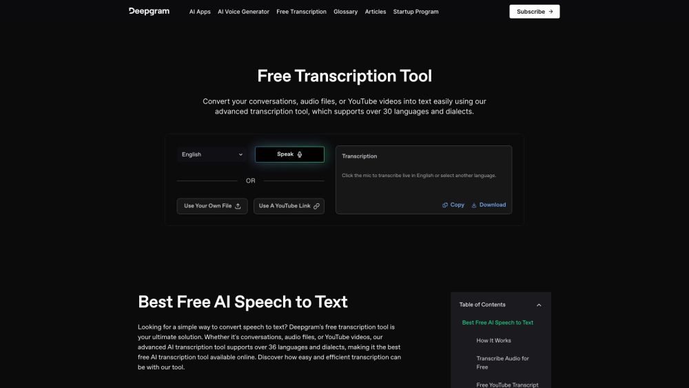 Free Transcription Tool Deepgram