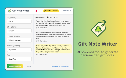 Gift Note Writer - 谷歌插件