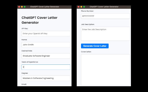 GPT Cover Letter Generator - 谷歌插件