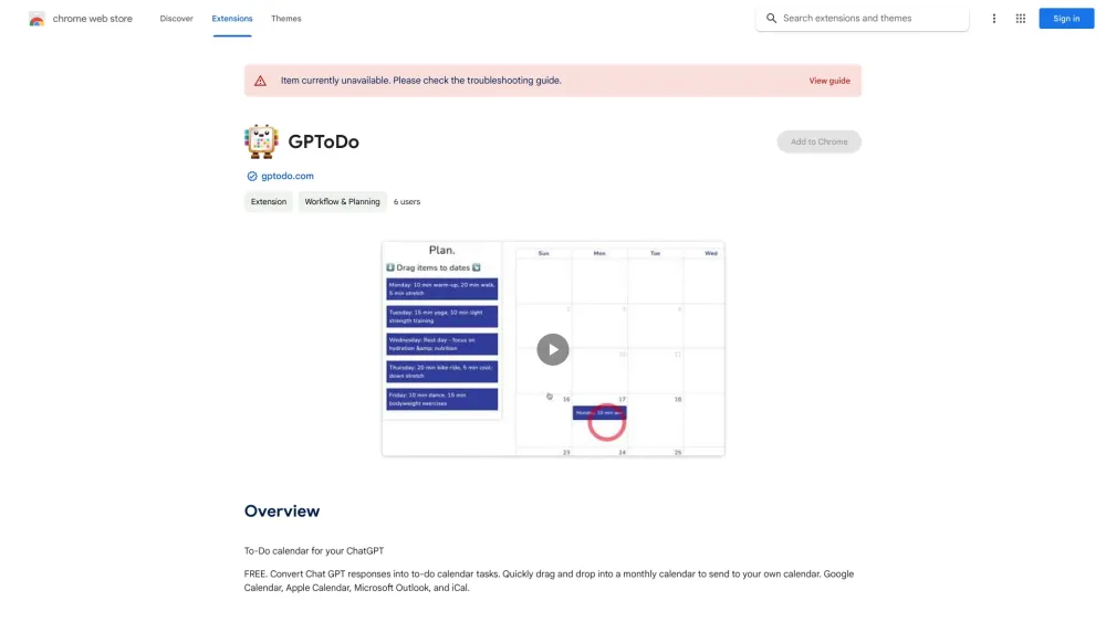 ChatGPT Calendar - 谷歌插件