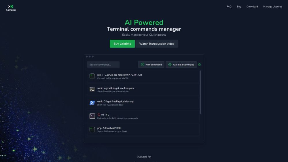 Komandi - 基于人工智能的命令行/终端命令管理工具