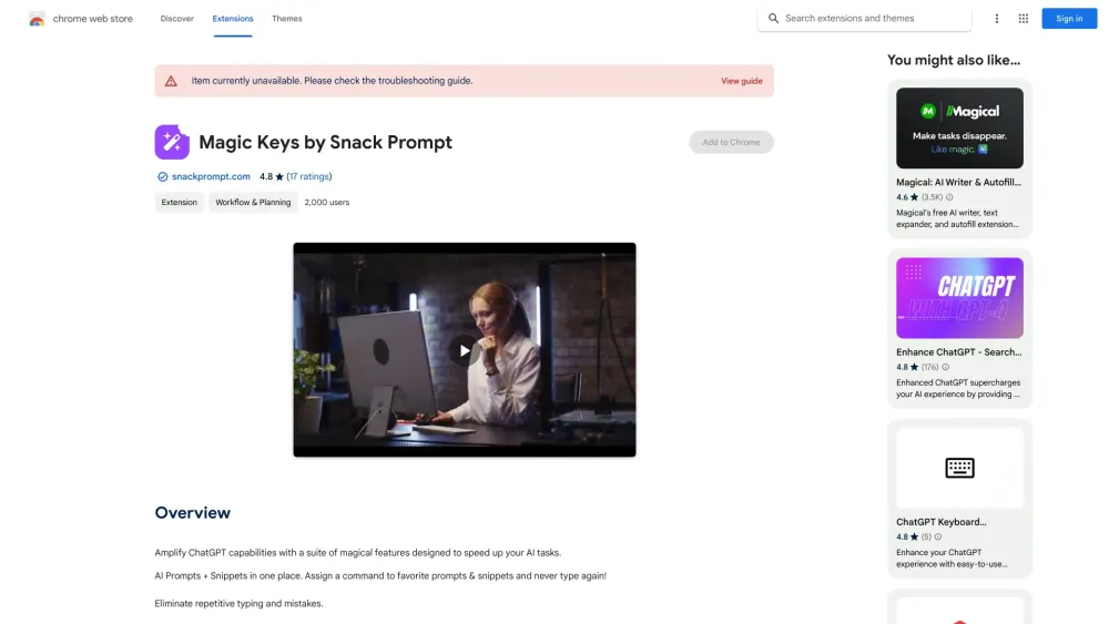 Magic Keys by Snack Prompt - 谷歌插件