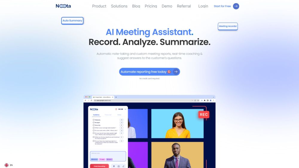 Noota | 免费会议记录器和AI生成的笔记