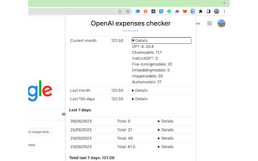 OpenAI费用检查器 - 谷歌插件