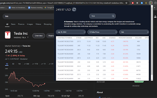 Stock Options Chain Viewer - 谷歌插件