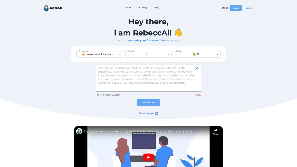 RebeccAi - AI 动力商业创意评估和验证工具