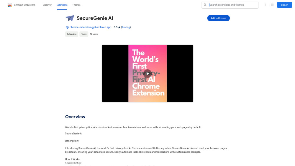 World's First Privacy-First AI Extension - 谷歌插件
