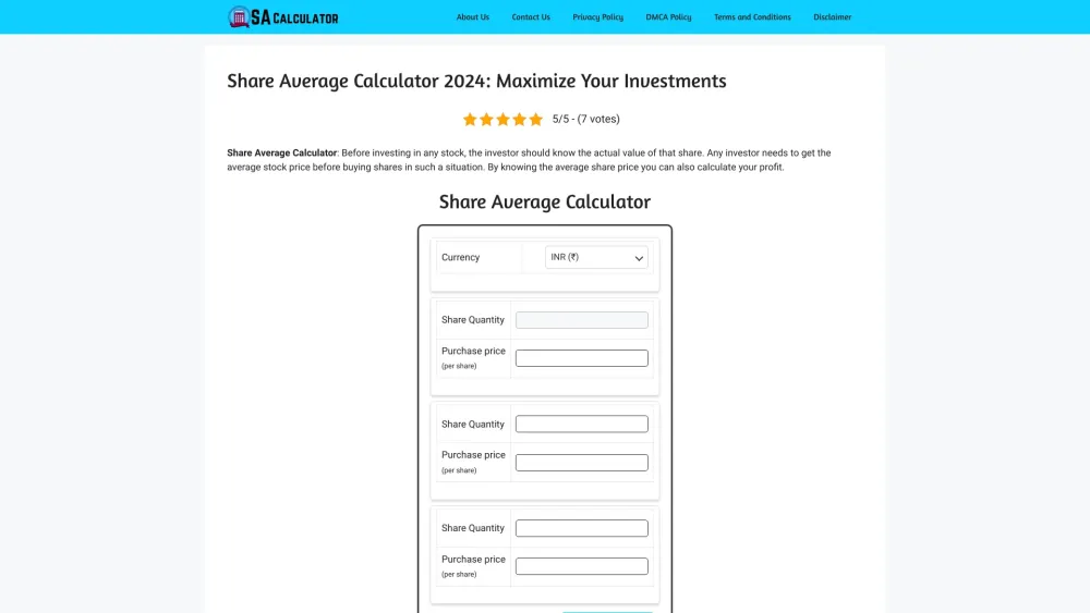 Share Average Calculator