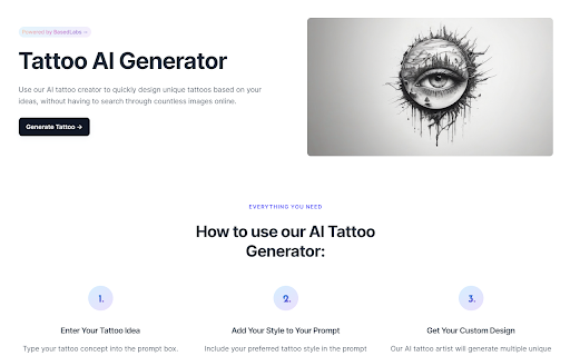 Tattoo AI Generator - 谷歌插件