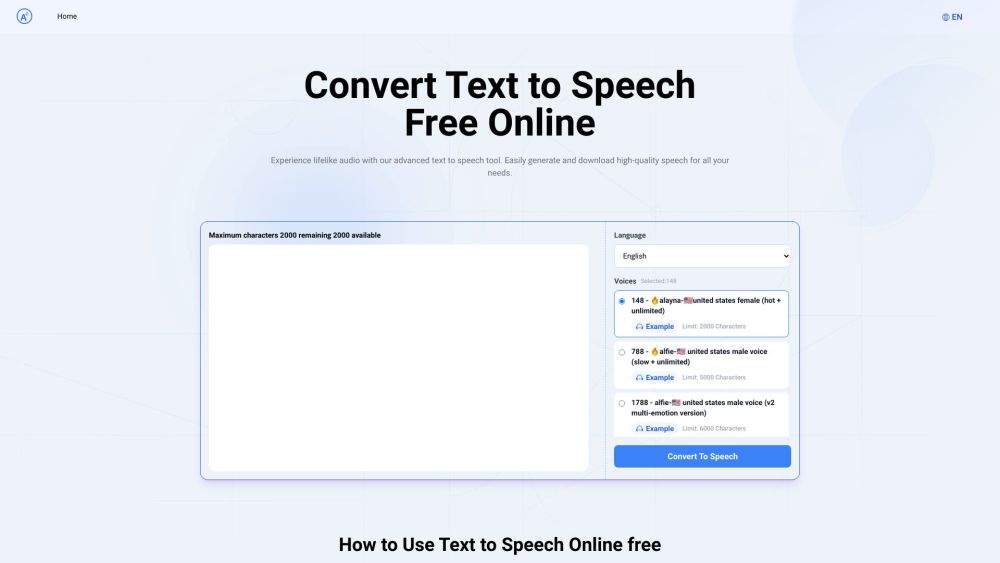 TexttoSpeech.im: Convert  Text to Speech Free Online