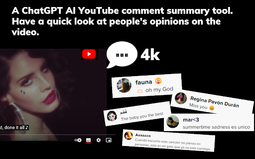 ChatGPT with YouTube videos comment summary generator - 谷歌插件
