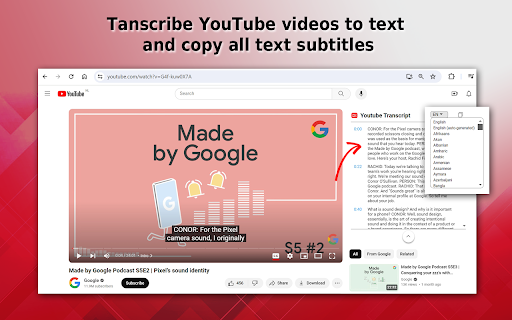 YouTube Transcription - 谷歌插件