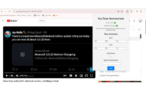 YouTube Transcript Analyzer - 谷歌插件